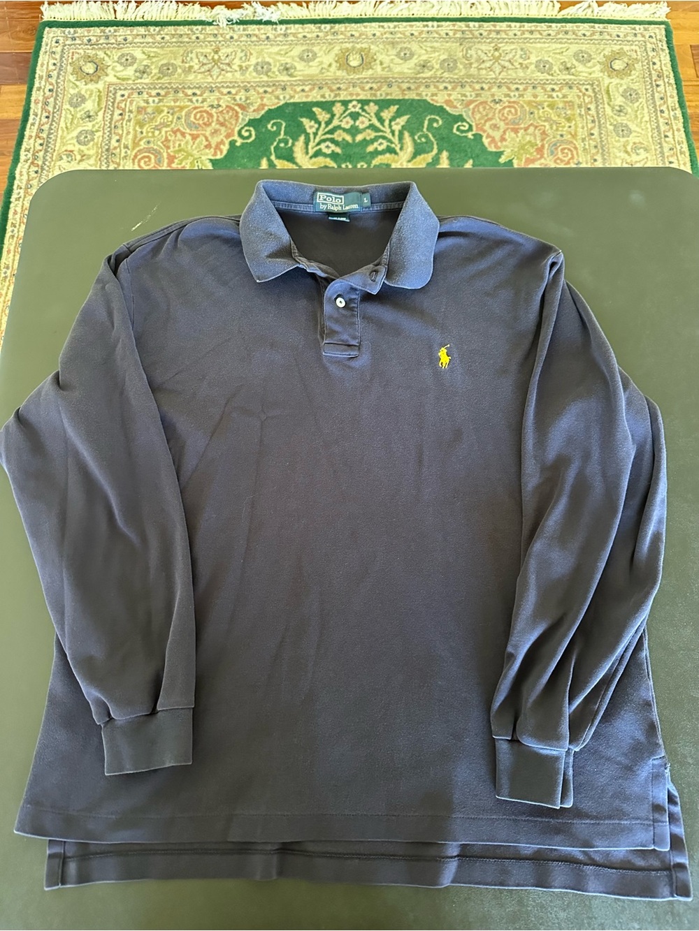 Polo by Ralph Lauren Men's Long Sleeve Polo Shirt - Navy Size Large